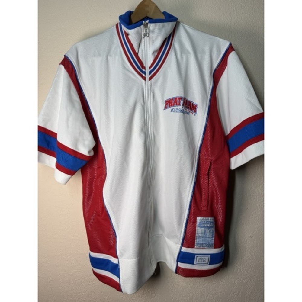 Phat Farm All City Athletiques Red White Blue 1992 Mesh Track Jacket‎ (Men's M) - Picture 2 of 11